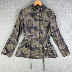 Womens Camouflage Camo Jacket Hooded Size Small YMI Colllection Green‎ Military